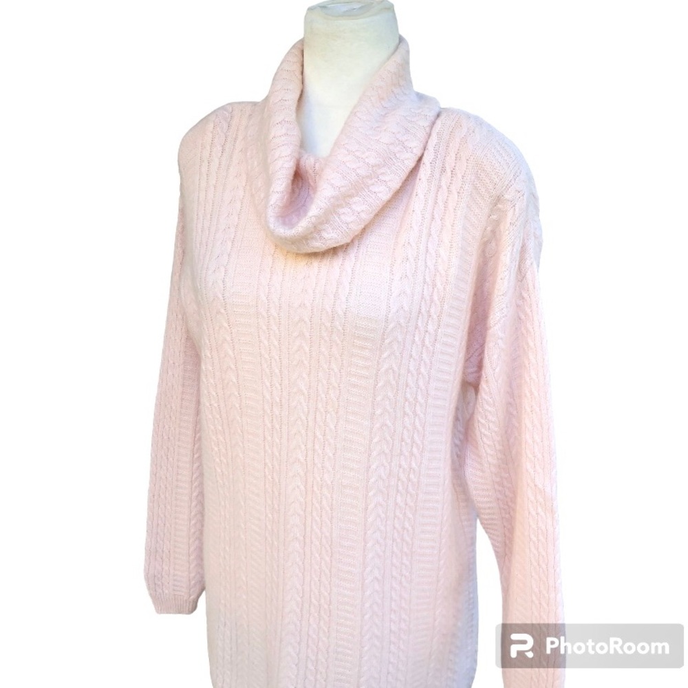 Jeanne Pierre Lambswool Angora Cable Knit Cowl Neck Oversized Sweater Women’s